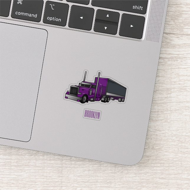 Semi-trailer truck cartoon illustration sticker (Detail)