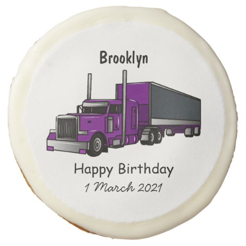 Semi_trailer truck cartoon illustration sugar cookie