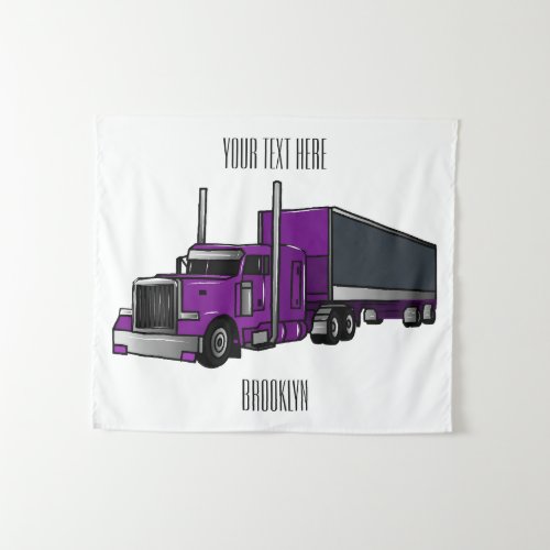 Semi_trailer truck cartoon illustration tapestry