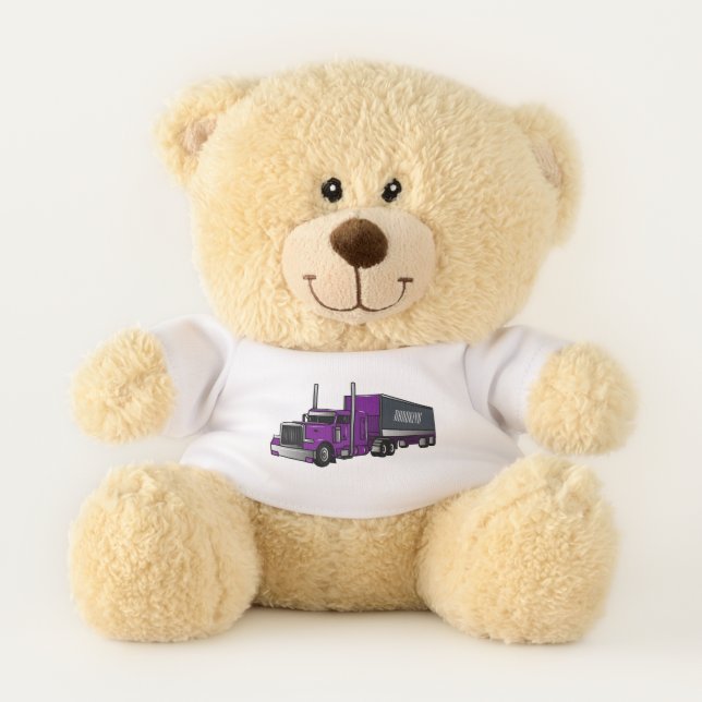 Semi-trailer truck cartoon illustration teddy bear (Front)