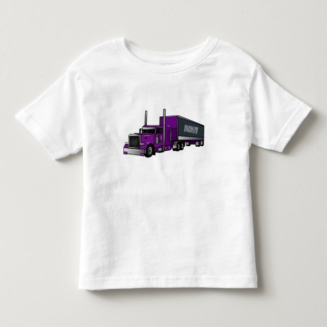 Semi-trailer truck cartoon illustration toddler t-shirt (Front)