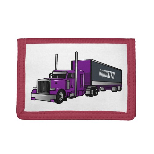 Semi_trailer truck cartoon illustration trifold wallet