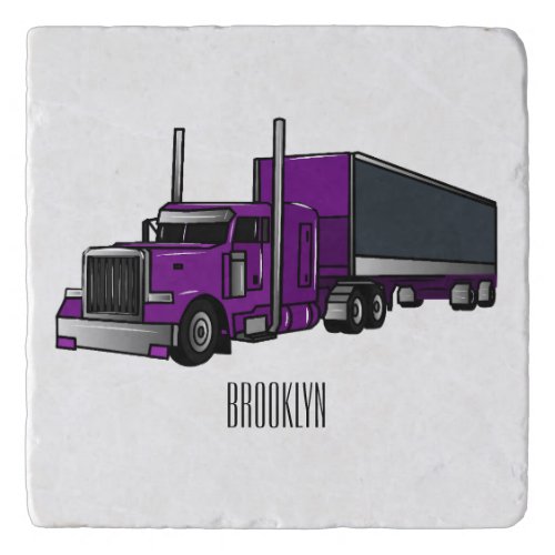 Semi_trailer truck cartoon illustration trivet