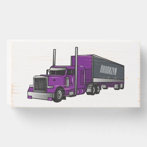 Semi_trailer truck cartoon illustration wooden box sign