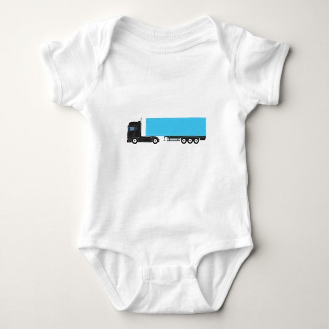 Semi-Trailer Truck Transportation Trucks Baby Bodysuit (Front)