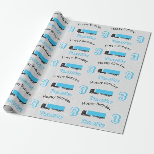 Semi_Trailer Truck Transportation Trucks Birthday Wrapping Paper