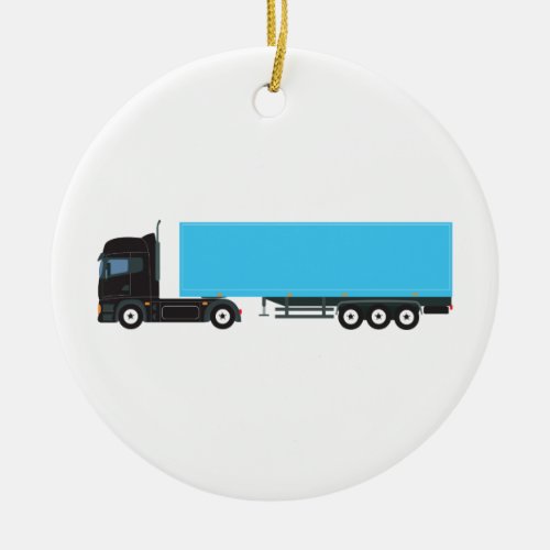 Semi_Trailer Truck Transportation Trucks Ceramic Ornament
