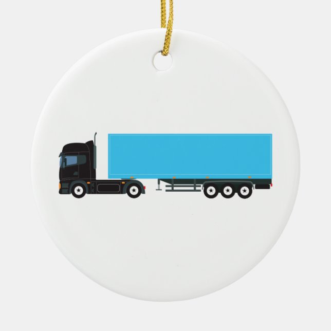 Semi-Trailer Truck Transportation Trucks Ceramic Ornament (Front)