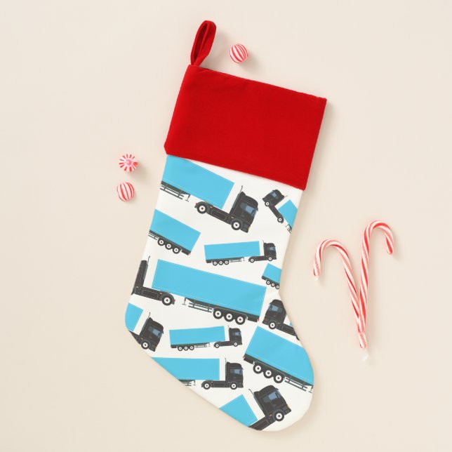 Semi-Trailer Truck Transportation Trucks Christmas Stocking (Front)
