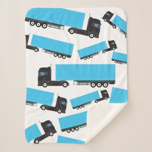 Semi_Trailer Truck Transportation Trucks Sherpa Blanket