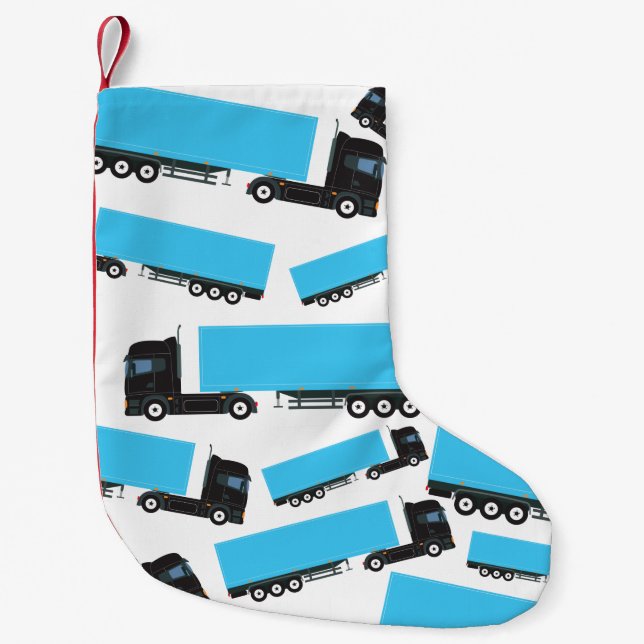 Semi-Trailer Truck Transportation Trucks Small Christmas Stocking (Front)