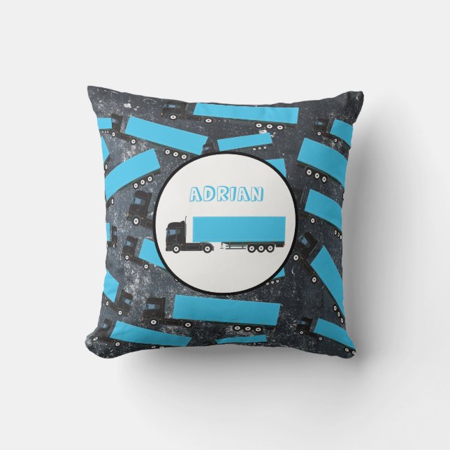 Semi-Trailer Truck Transportation Trucks Throw Pillow (Front)