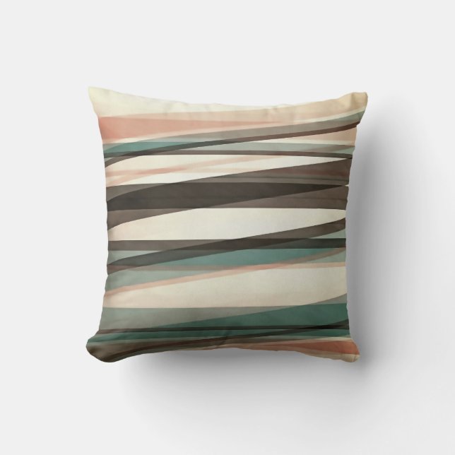 Semi Transparent Layers In Peach Brown And Green Throw Pillow (Front)