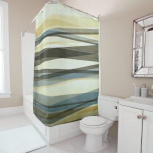 Semi Transparent Layers In Sand Brown And Blue Shower Curtain