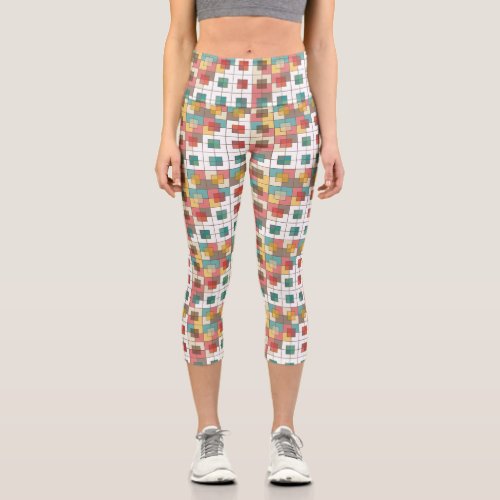 Semi_transparent squares capri leggings