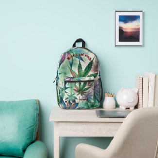 Semi-transparent Watercolor Style Cannabis Leaves Printed Backpack