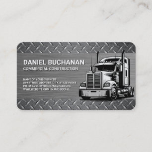 Semi Truck   18 Wheeler   Construction   Metal Business Card