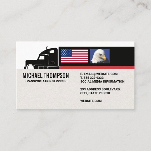 Semi Truck  American Flag  Eagle Business Card