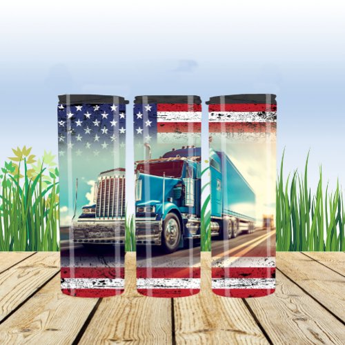 Semi Truck American Truck Driver Thermal Tumbler