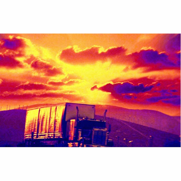Semi truck and sunset, California Photo Cut Out