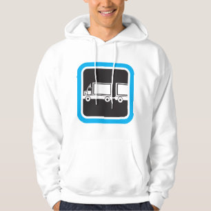 Semi-Truck and Trailer Blue Icon Hoodie
