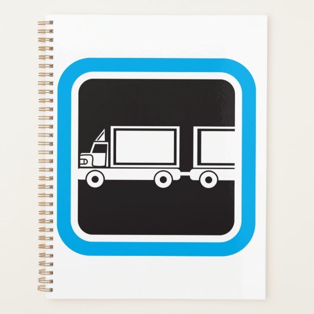 Semi-Truck and Trailer Blue Icon Planner (Front)