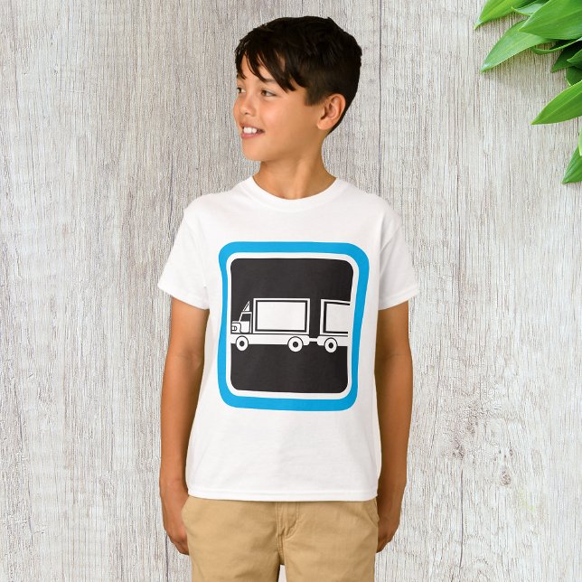Semi-Truck and Trailer Blue Icon T-Shirt (Creator Uploaded)