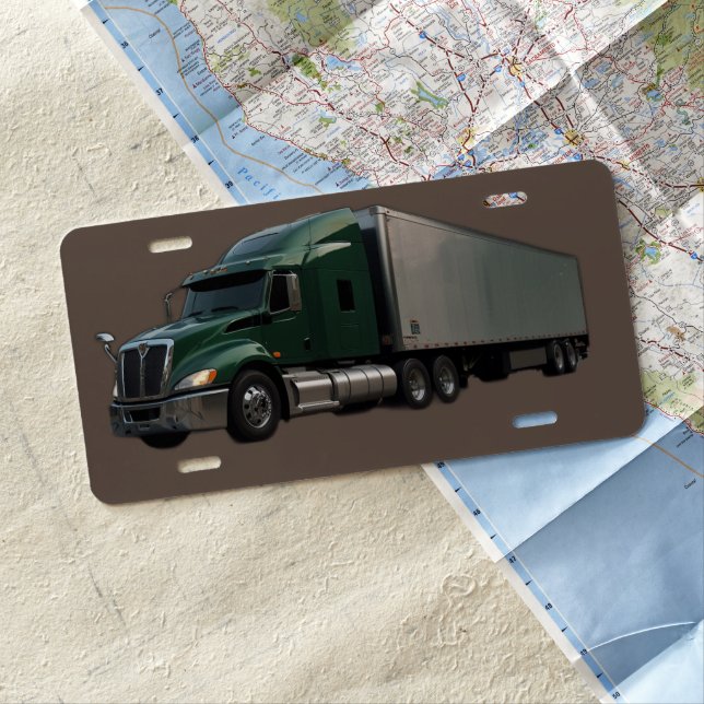 Semi Truck and Trailer digital picture License Plate (In Situ)