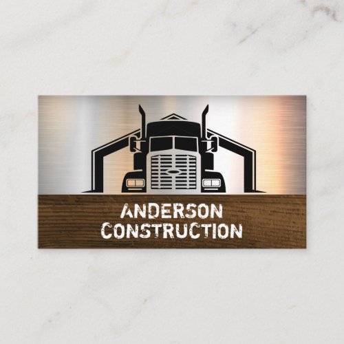 Semi Truck and Wood Steel Business Card