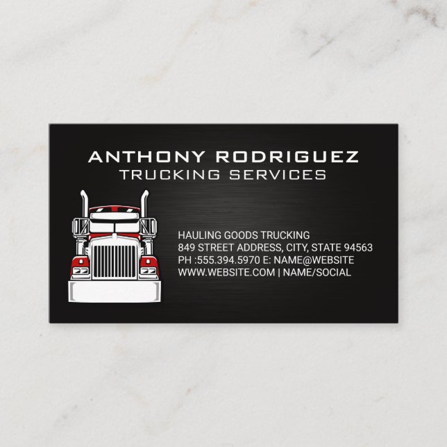 Semi Truck Big Rig | Transport Business Card (Front)