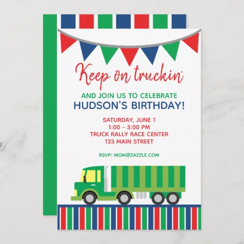 Semi Truck Birthday Party Invitation