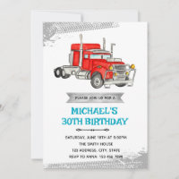 Semi truck birthday party invitation