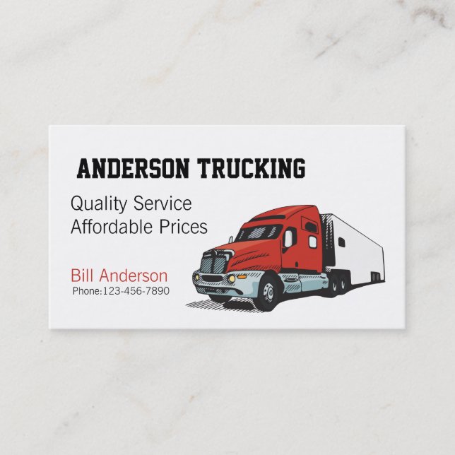 Semi Truck  Business Card (Front)