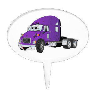 Semi Truck Cab Purple Cake Topper