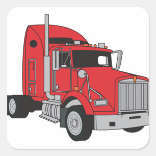 Semi Truck Cab Square Sticker