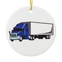 Semi Truck Ceramic Ornament