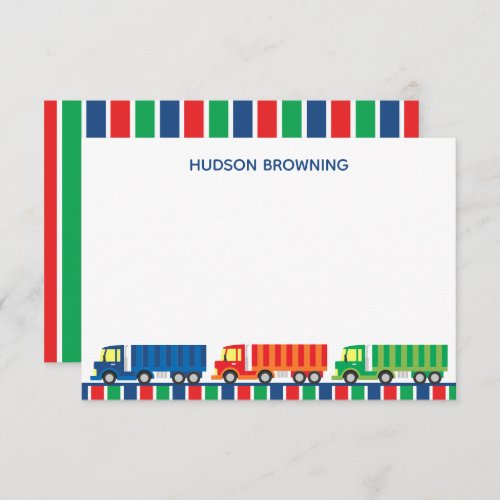 Semi Truck Convoy Personalized Note Cards