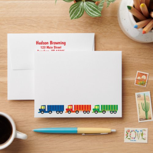 Semi Truck Convoy Personalized Stationery Envelope