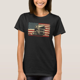 Semi Truck Driver 18 Wheeler Trucker USA American  T-Shirt