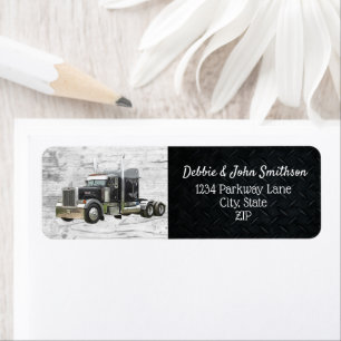 Semi Truck Driver Trucker Business Return Address Label