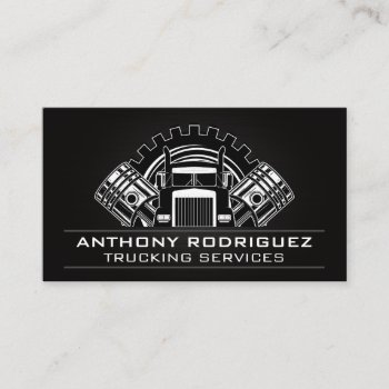 Semi Truck Gears And Pistons Business Card by lovely_businesscards at Zazzle