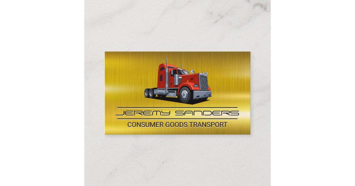 Semi Truck Gold Metal Business Card Zazzle