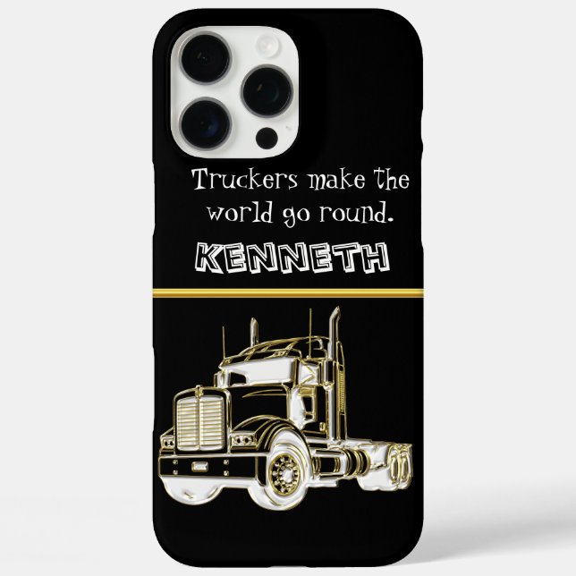Semi-Truck Golden Digital Illustration Case-Mate iPhone Case (Back)