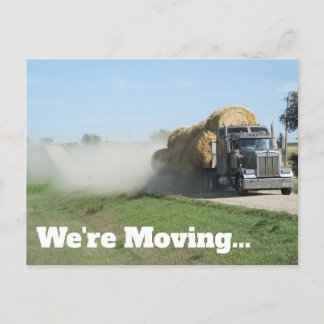 Semi Truck Hauling Hay Moving Holiday Postcard