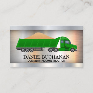 Semi Truck Hauling Material Metallic Business Card