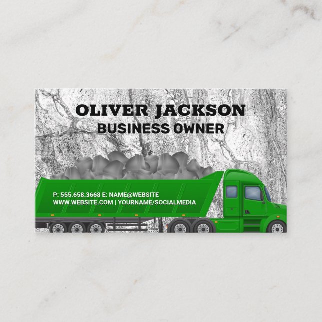 Semi Truck Hauling Raw Material Business Card (Front)