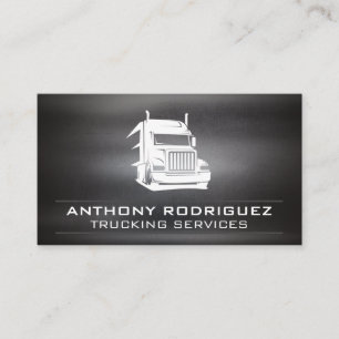 Semi Truck Logo   Dark Scratched Steel  Business Card