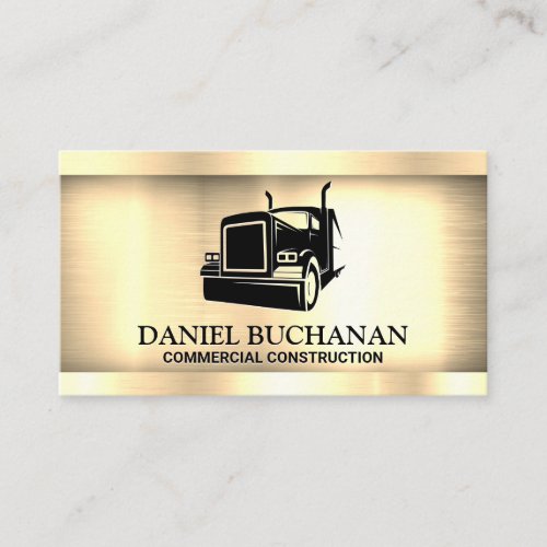 Semi Truck Logo  Gold Metallic Business Card