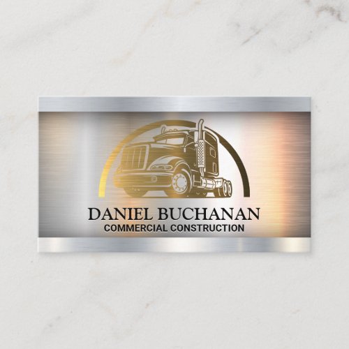 Semi Truck Logo  Gold Metallic  Business Card