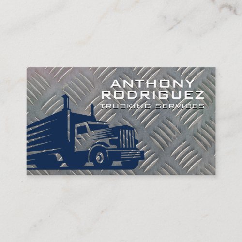 Semi Truck Logo  Metal Steel Plate Background Business Card